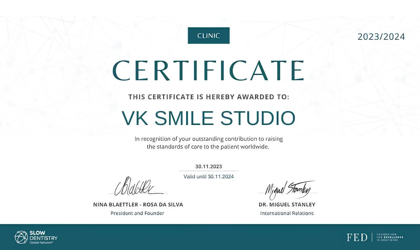 Slow dentistry certificat